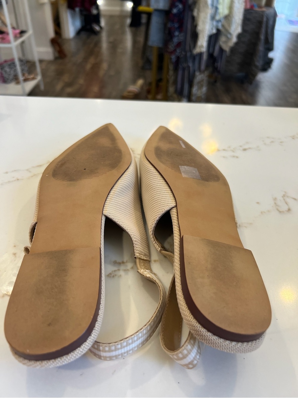 Steve Madden Women's Cream Pointed Knit Slingback Flat with Bow - Picture 5 of 5